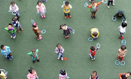 Children play at a kindergarten in Yingxiu, Sichuan province