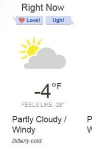From Weather.com: "Feels like -28F"