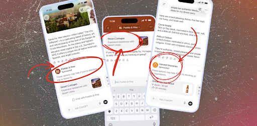 Ads displayed in the ChatGPT app